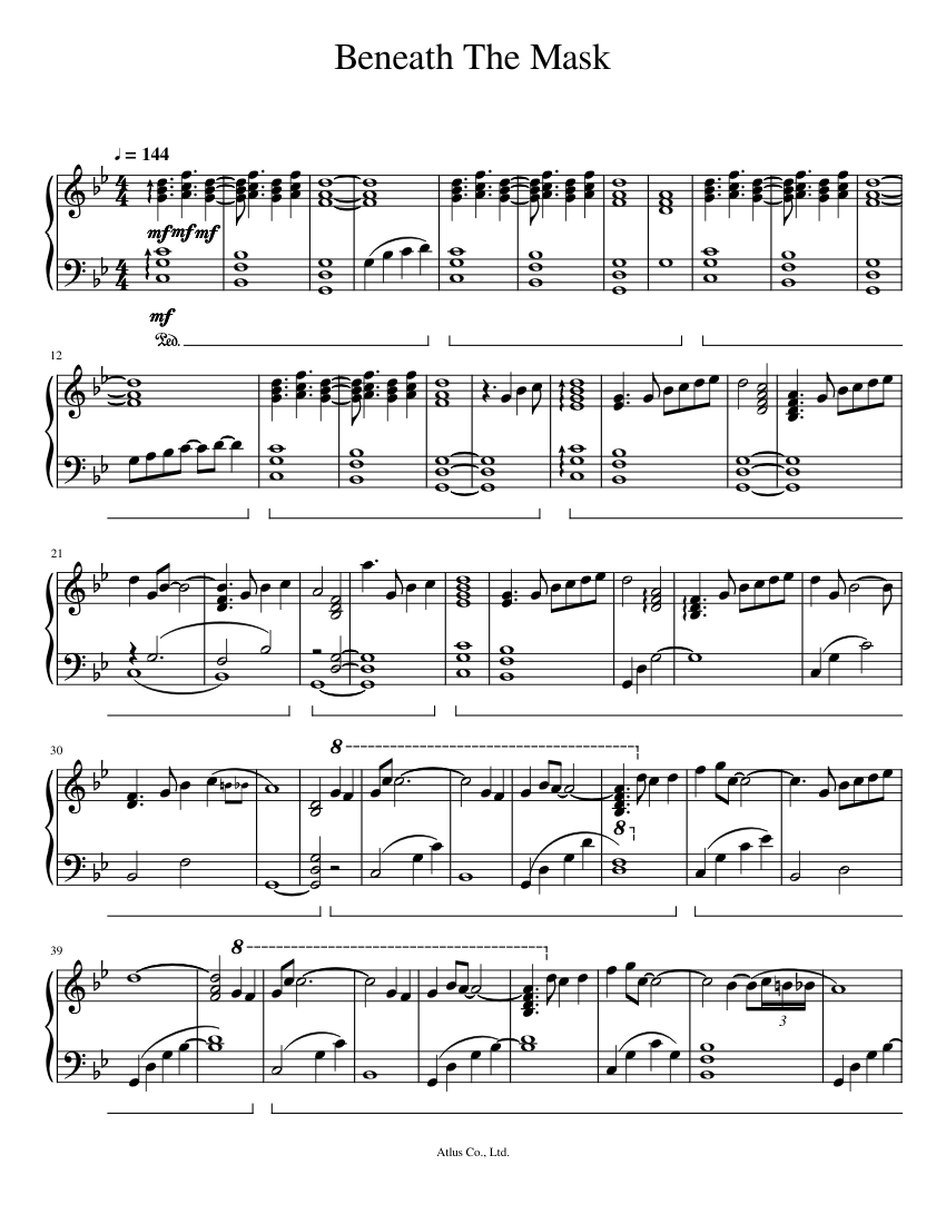 Beneath The Mask Sheet music for Piano (Solo) | Musescore.com