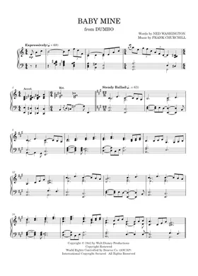 Free Baby Mine by Frank Churchill sheet music | Download PDF or print on  Musescore.com