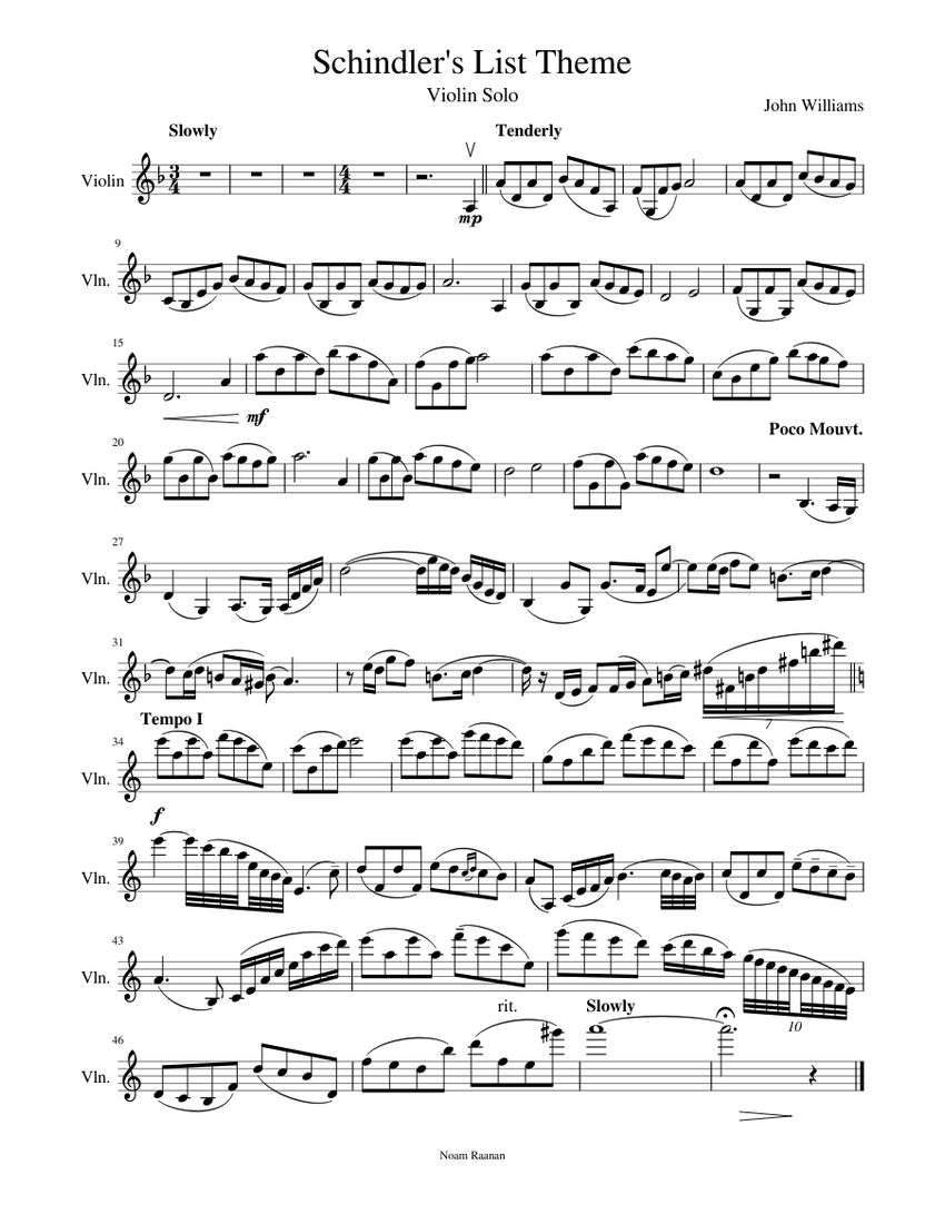 Schindler's List Theme Sheet music for Piano, Violin (Solo) | Musescore.com