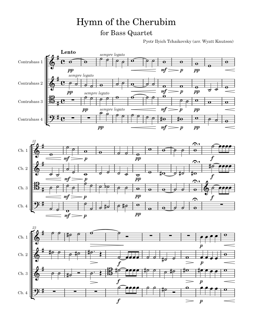 Hymn of the Cherubim Pyotr Ilyich Tchaikovsky Sheet music for