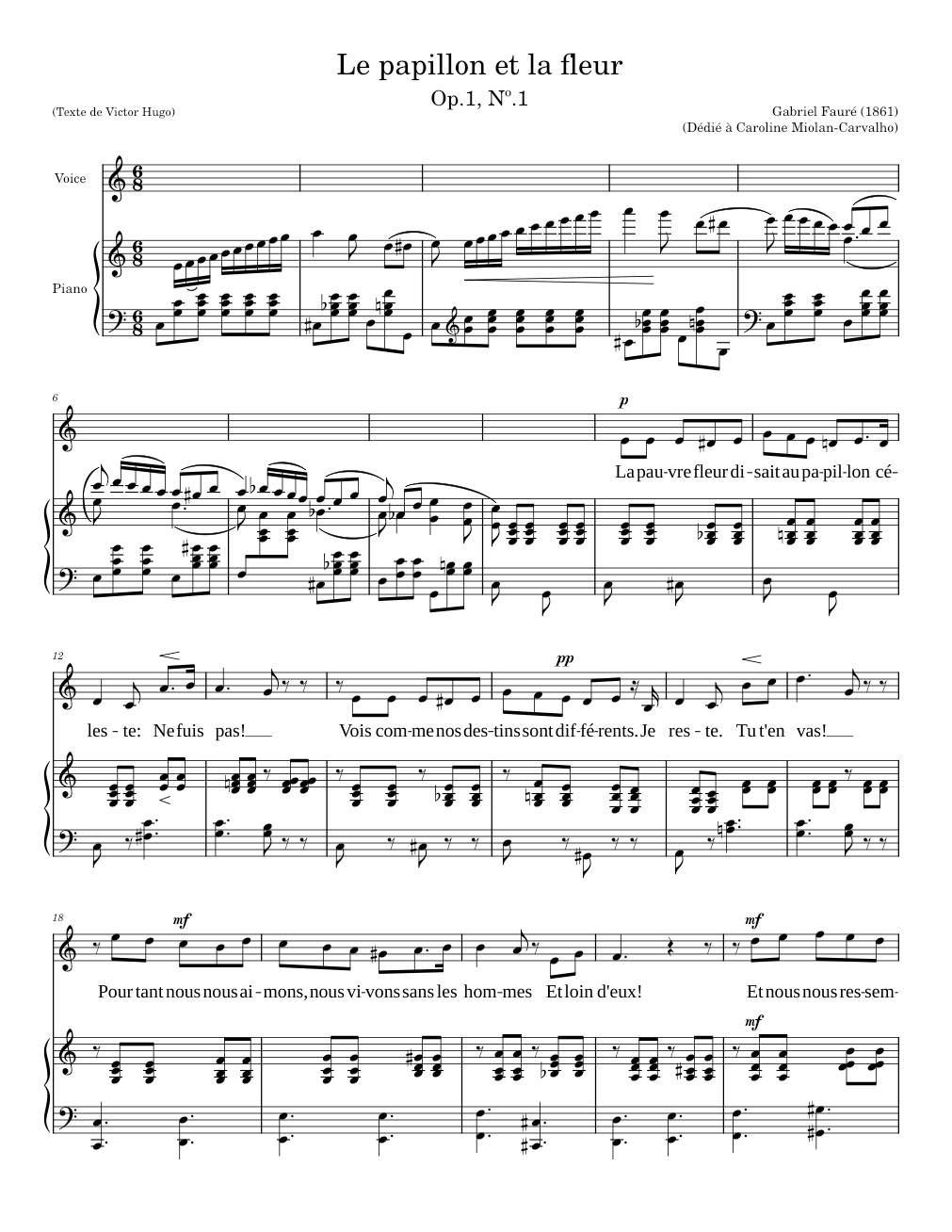 Fauré - Op.01 - Nº.1 - Le papillon et la fleur – Gabriel Fauré Fauré - Op.01 - Nº.1 - Le ...
