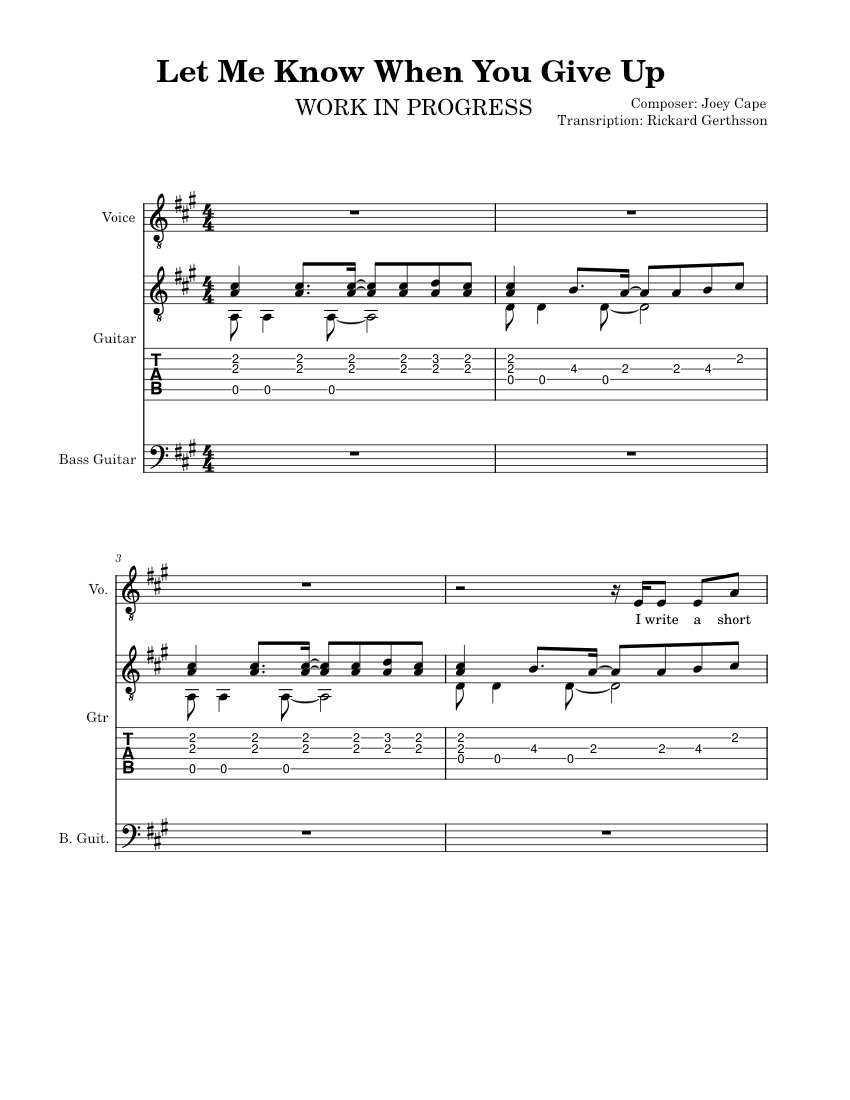 Let Me Know When You Give Up Joey Cape Joey Cape Let Me Know When