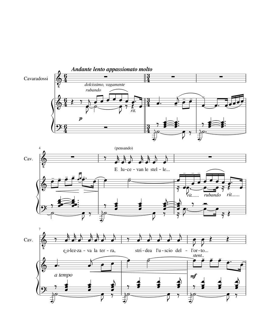 Tosca Sheet music for Piano, Tenor (Piano-Voice) | Musescore.com