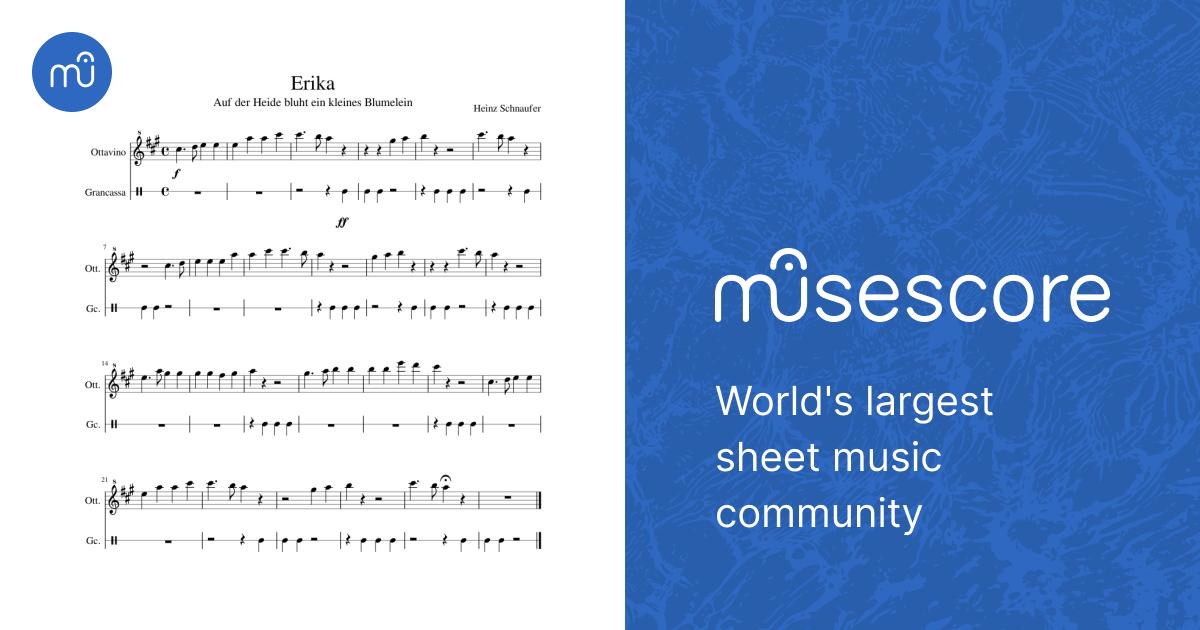 Auf der Heide bluht ein kleines Blumelein Sheet music for Flute piccolo,  Bass drum (Mixed Duet) | Musescore.com