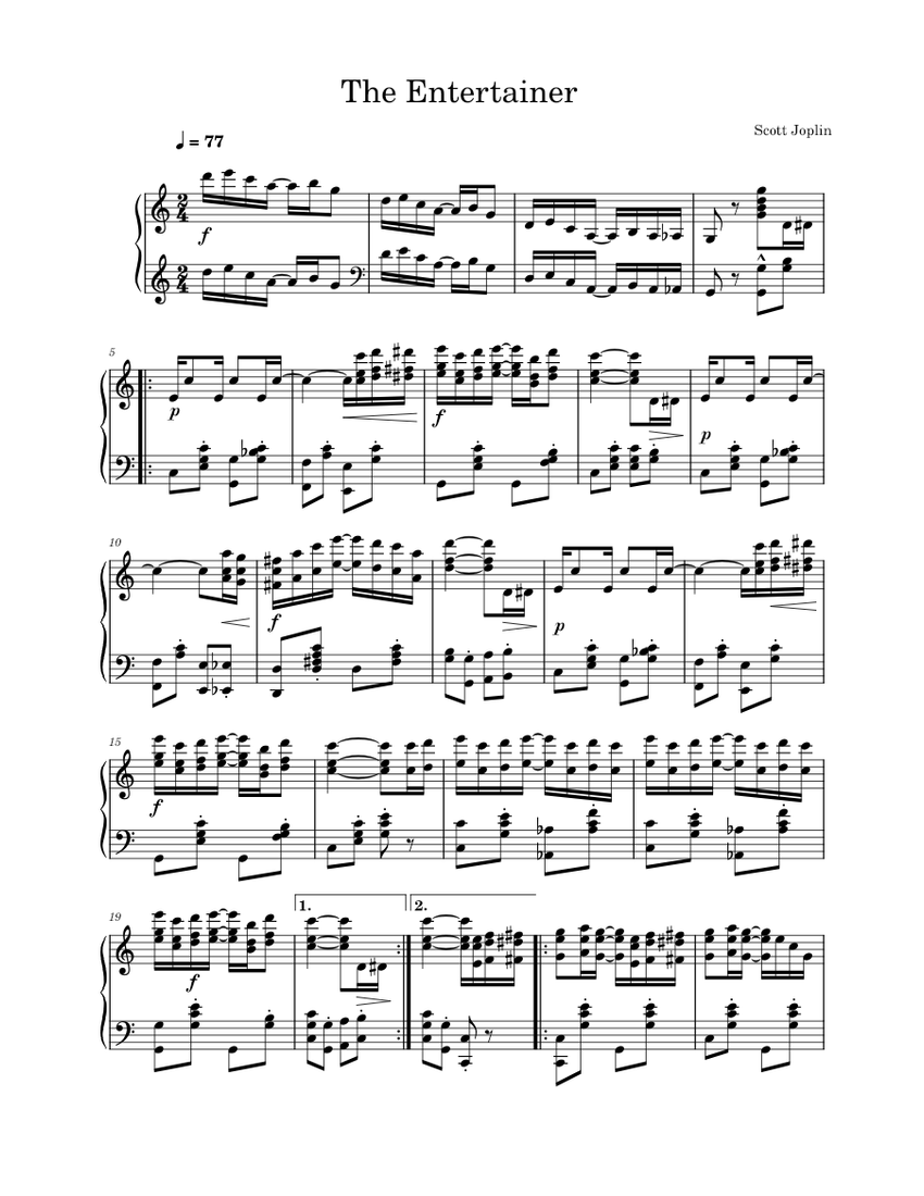 The Entertainer – Scott Joplin The Entertainer Sheet music for Piano ...