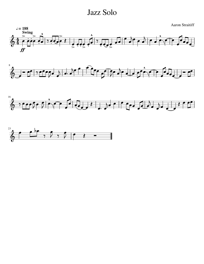 Trumpet Jazz Solo Sheet Music for Trumpet in b-flat (Solo) | MuseScore.com