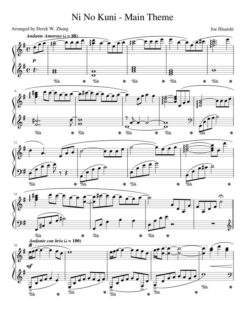 Ni No Kuni - Main Theme Sheet music for Piano (Solo) | Musescore.com