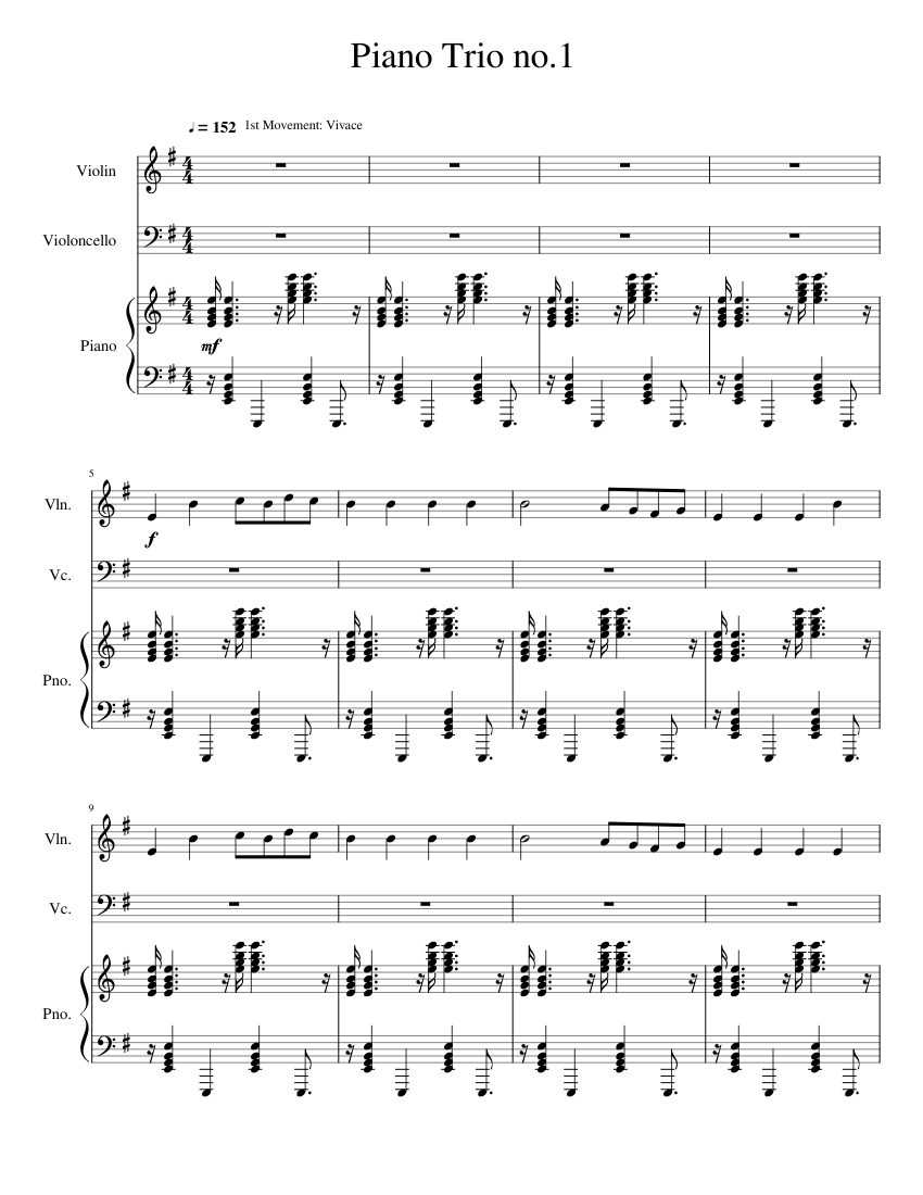 PDF or MIDI free sheet music for Piano Trio no.1 arranged by Universal Dirp...