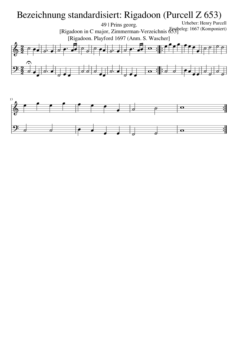 Bezeichnung standardisiert: Rigadoon (Purcell Z 653)