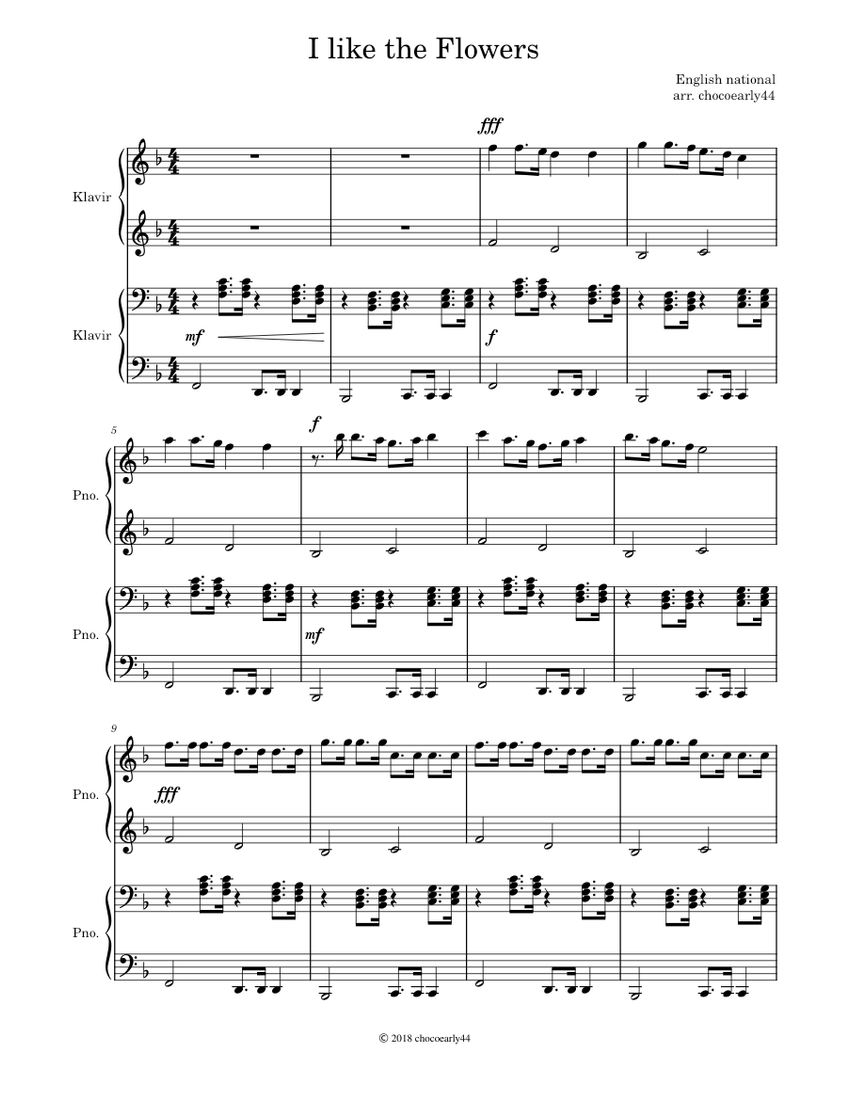 I like the Flowers Sheet music for Piano (Piano Duo) | Musescore.com