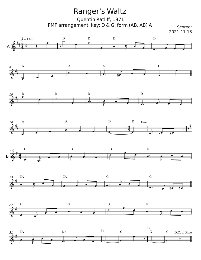 Silver Ranger Raptor Pickup Music Sheets Ranger's Waltz – Quentin Ratliff Sheet Music for Piano (Solo) easy ...