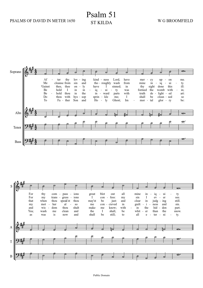 Psalm 51 - St Kilda; SATB