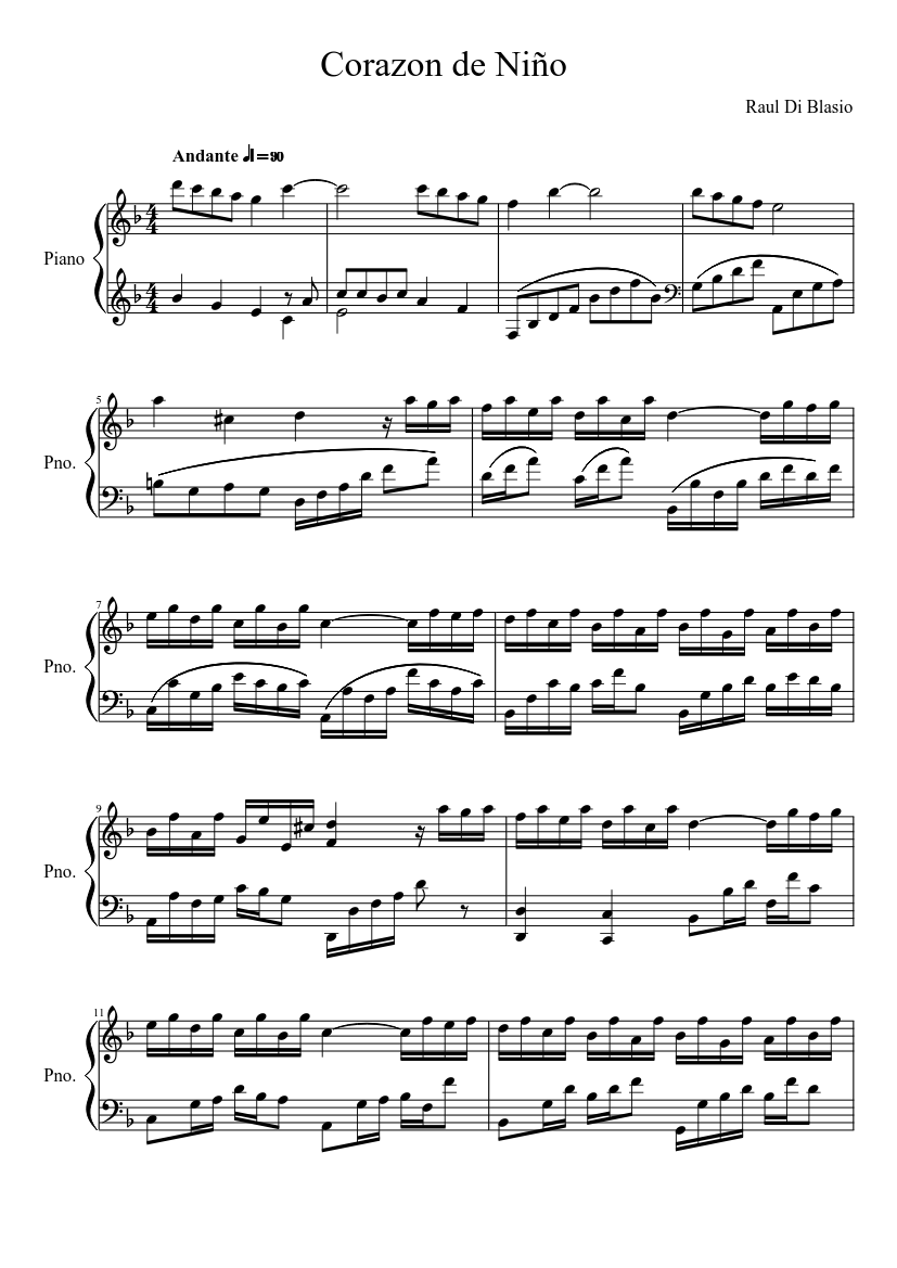 Corazón de Niño Sheet music for Piano (Solo) | Musescore.com