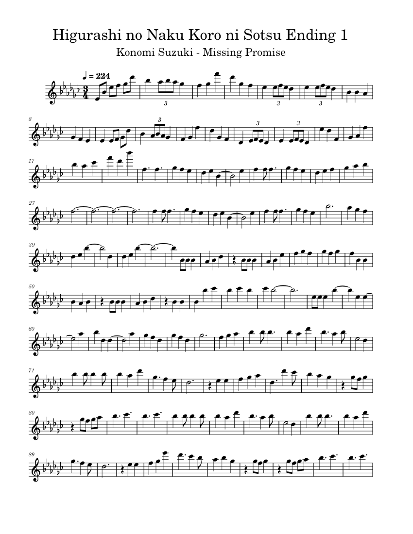 Higurashi no Naku Koro ni Sotsu Opening 1 Sheet music for Flute (Solo)