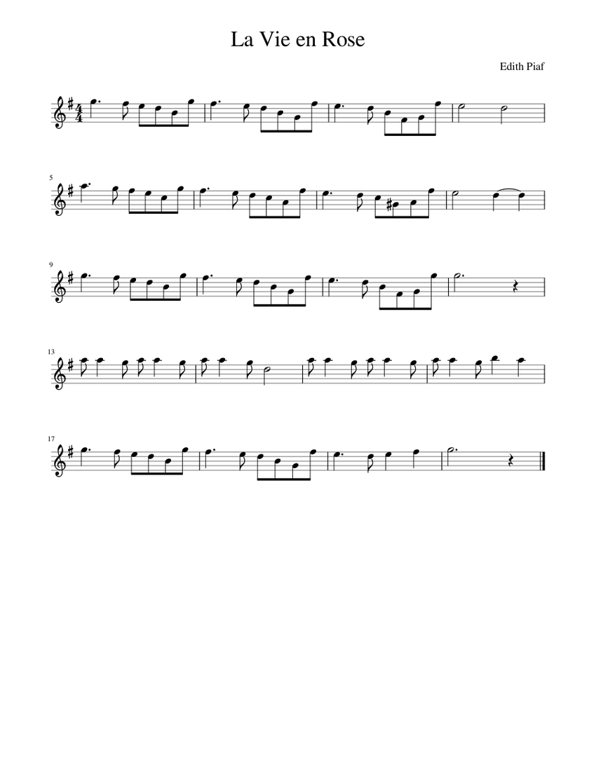 La Vie en Rose Sheet music for Piano (Solo) | Musescore.com