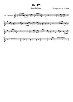 Mr Pc By John Coltrane Free Sheet Music Download Pdf Or Print On Musescore Com