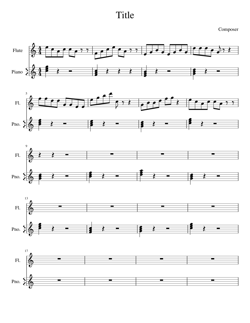 Untitled Sheet music for Piano, Flute (Solo) | Musescore.com