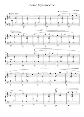 Partition piano Gymnopédie n°2 - Erik Satie (Partition Digitale)