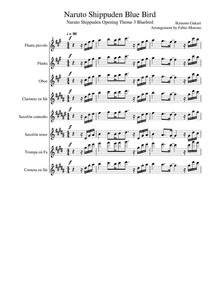 Naruto Shippuden Bluebird Opening 3 Sheet Music For Oboe Solo Musescore Com Comment must not exceed 1000 characters. naruto shippuden bluebird opening 3