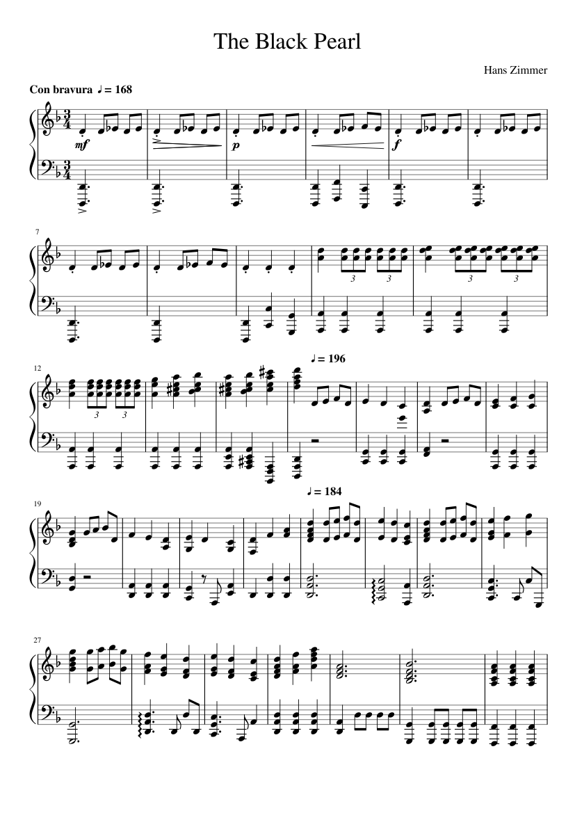 The Black Pearl Sheet music for Piano (Solo) | Musescore.com