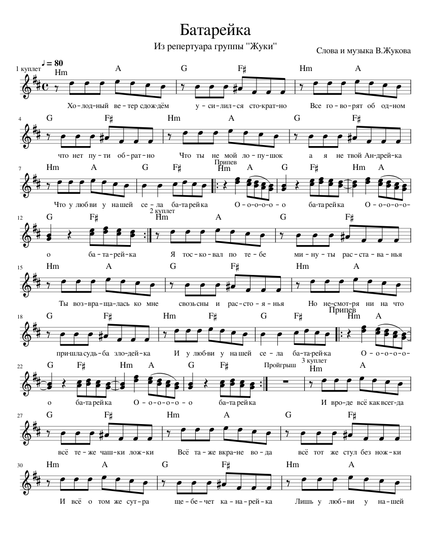Батарейка Sheet Music For Piano (Solo) | Musescore.Com