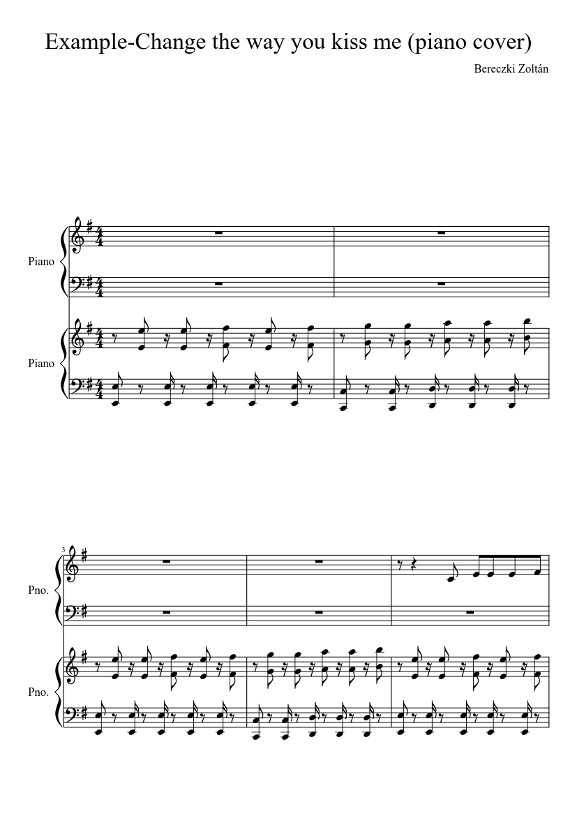 Example - Change the way you kiss me (piano cover 1st part) Sheet music for  Piano (Piano Duo) | Musescore.com