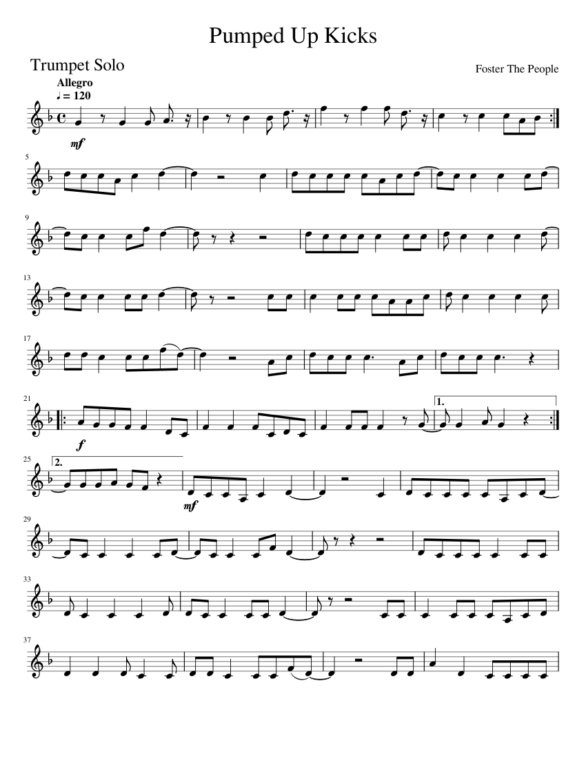 Pumped Up Kicks - Trumpet Solo - piano tutorial