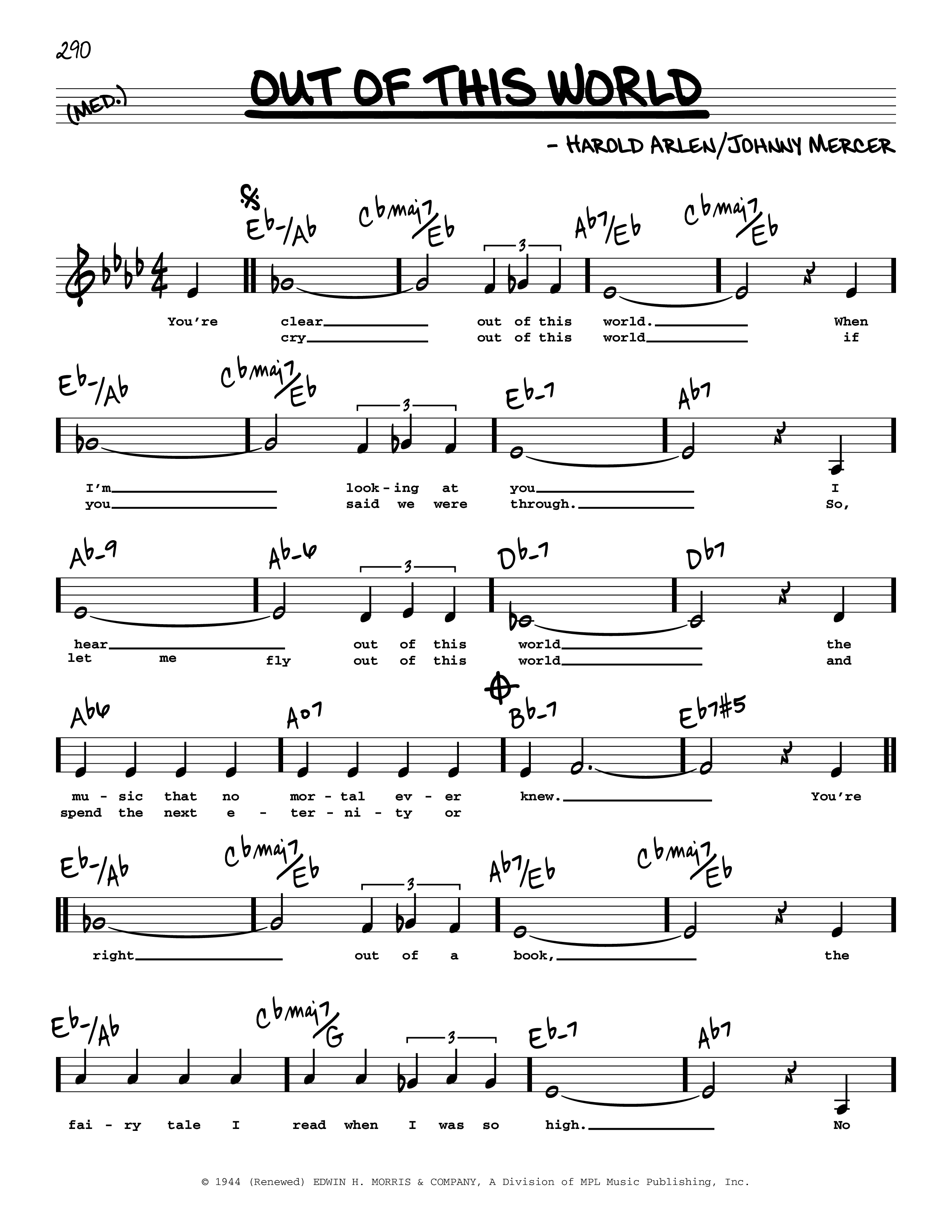 Play Official version of Out Of This World Sheet Music by Johnny