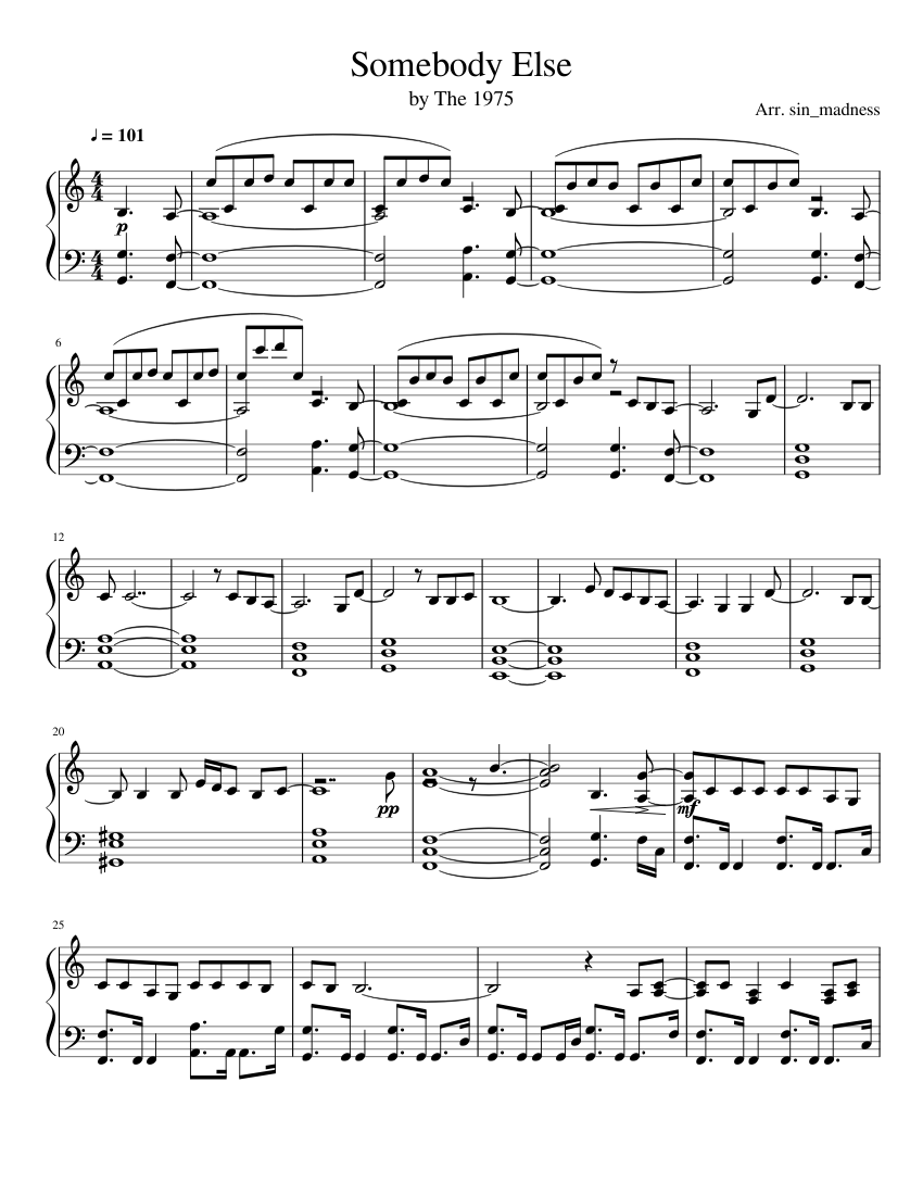 Download and print in PDF or MIDI free sheet music for Somebody Else by The...