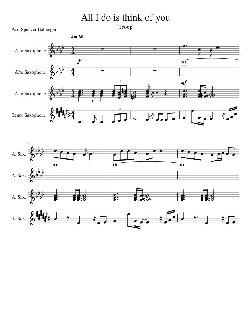 All i do is think of you sheet music for saxophone alto saxophone
