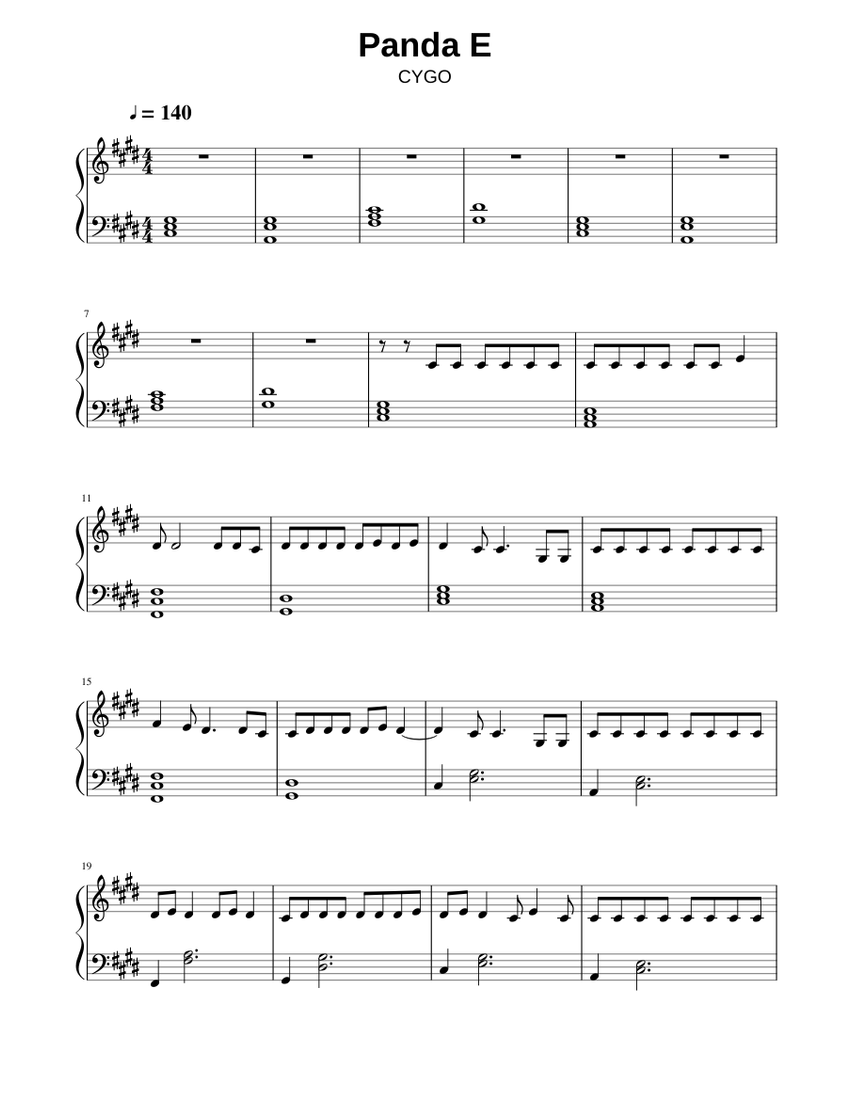 CYGO - Panda E Sheet music for Piano (Solo) | Musescore.com