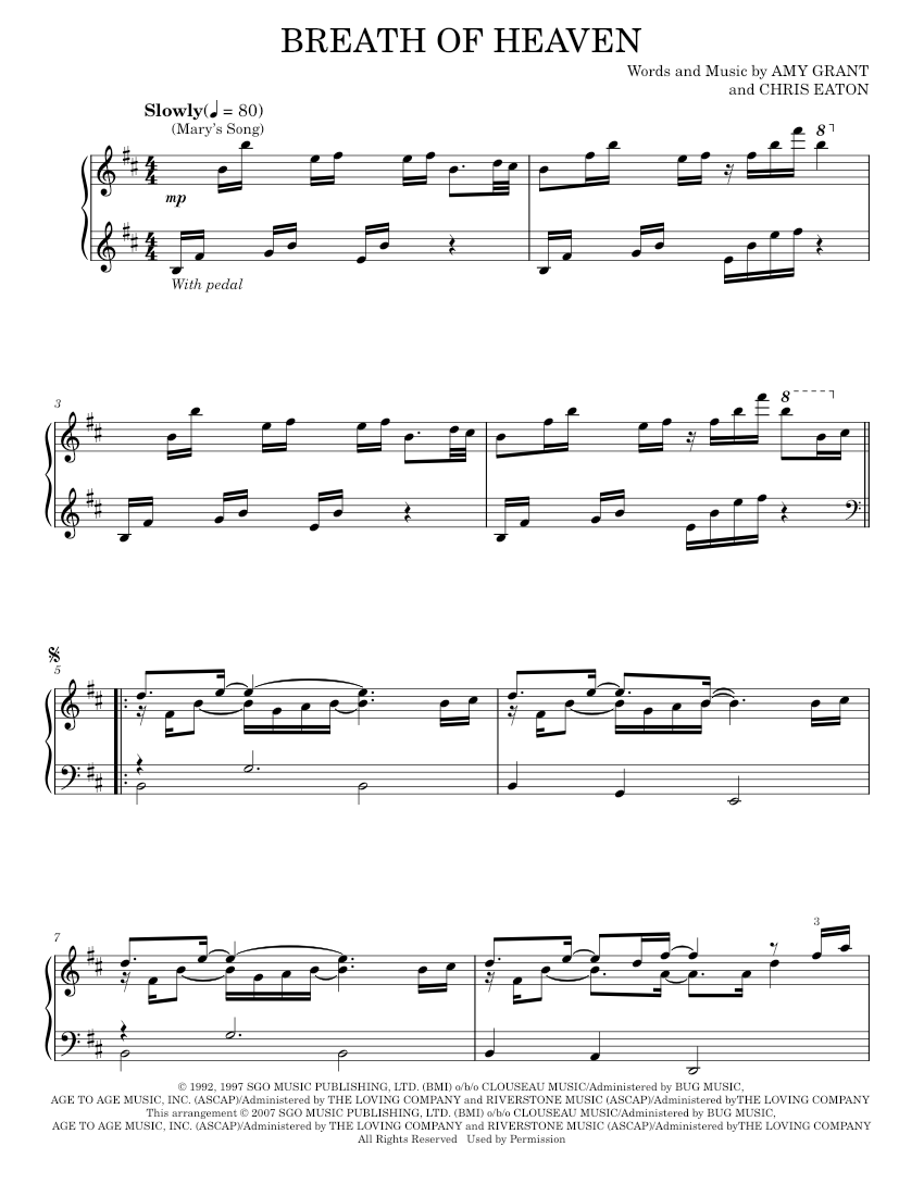 Play Official version of Breath of heaven Sheet Music by