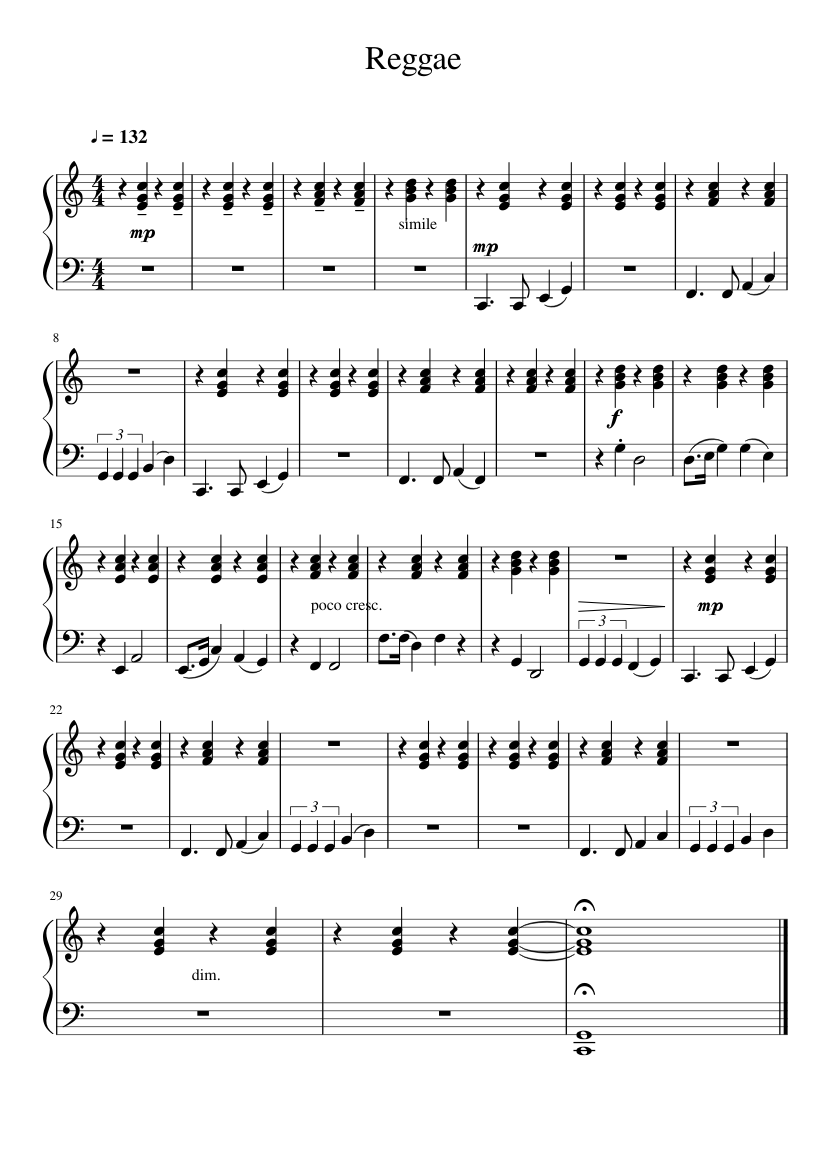 Reggae Sheet music for Piano (Solo) | Musescore.com