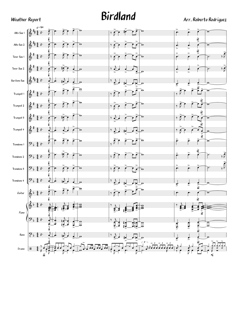 Birdland Sheet Music For Piano Trombone Saxophone Alto Saxophone Birdland Sheet Music For Piano Trombone Saxophone Alto Saxophone
