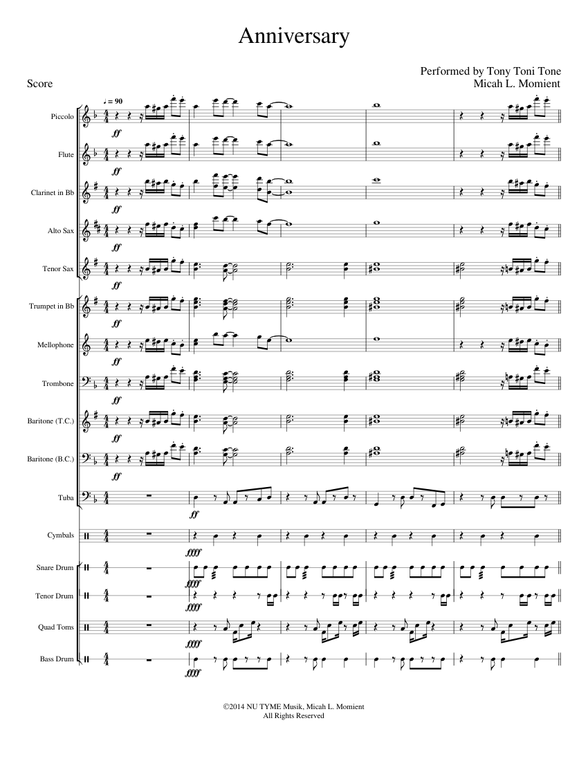Anniversary Sheet music for Trombone, Tuba, Flute, Oboe (Marching Band) |  Musescore.com