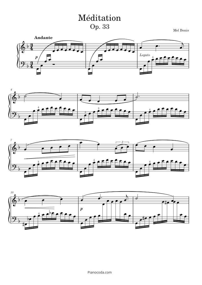 瞑想 作品33-1 – メル・ボニス 楽譜 ピアノ (ソロ) | MuseScore.com