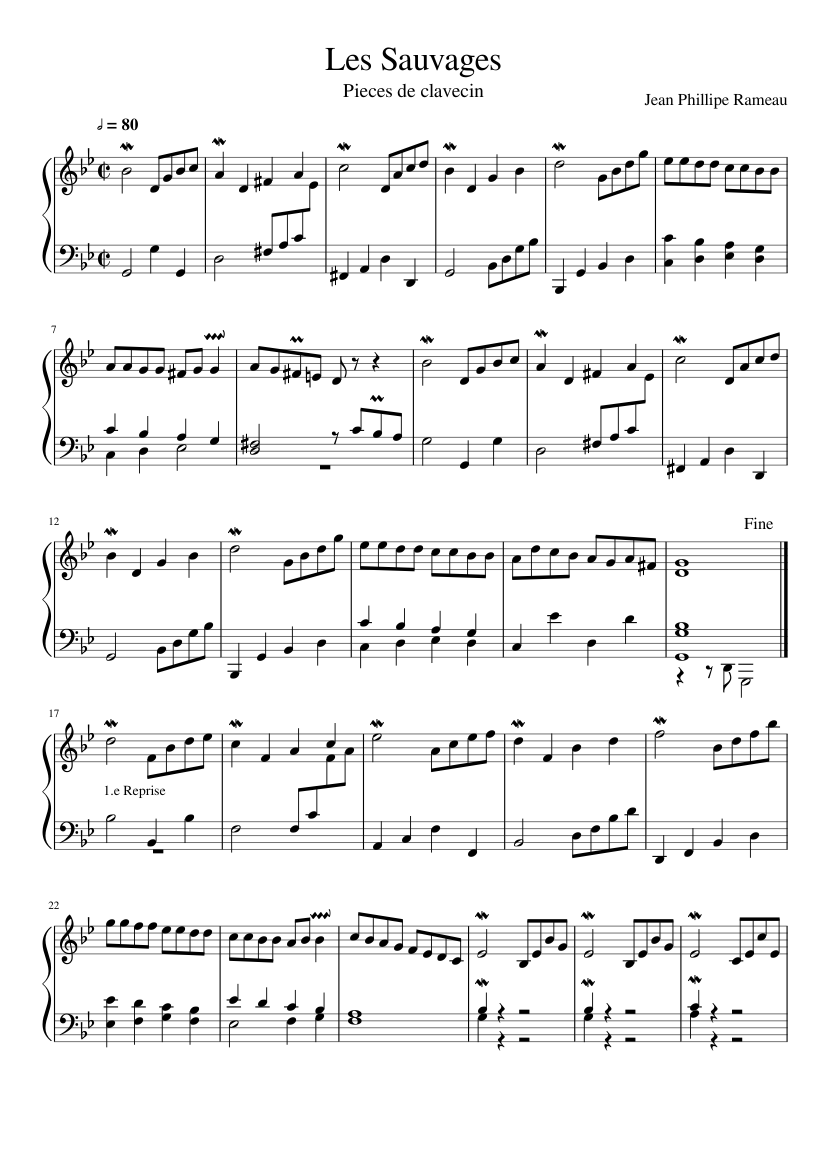 les sauvages nouvelles suites de pieces de clavecin