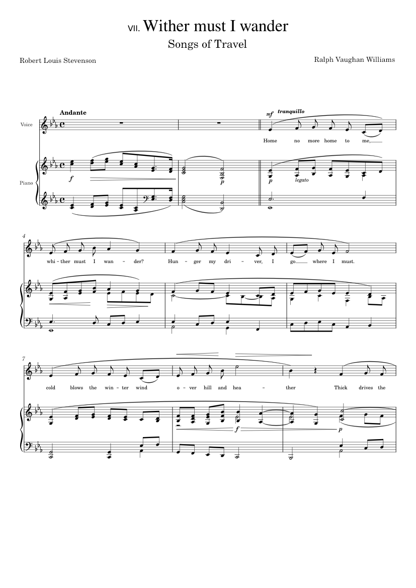 Songs of Travel 7 Wither must I wander