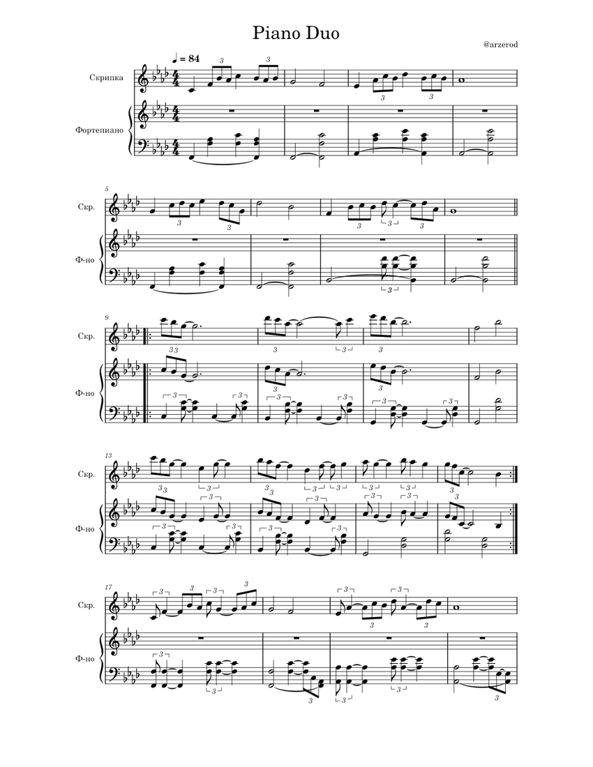 piano duo Sheet music for Piano, Violin (Piano Duo) | Musescore.com