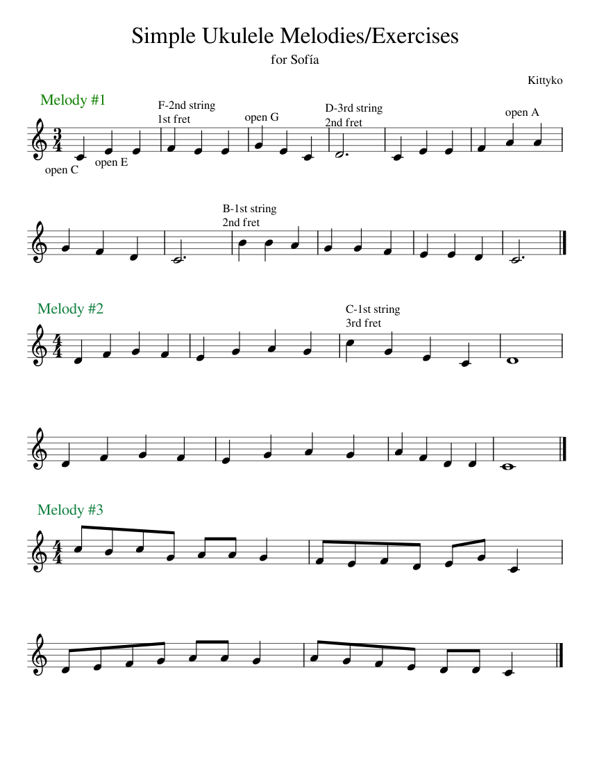Simple Ukulele Melodies Sheet music for Ukulele (Solo)