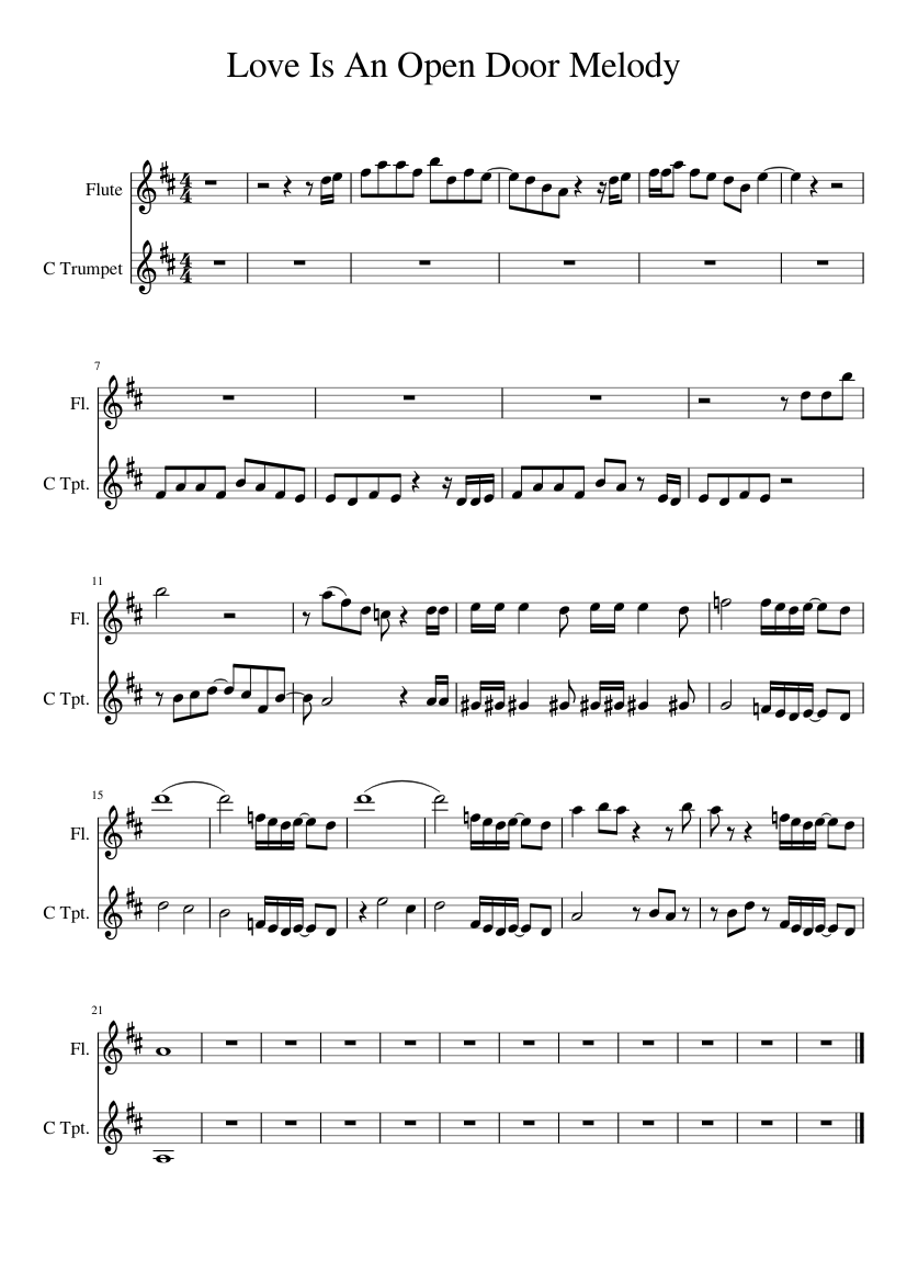 Love Is An Open Door Sheet Music Love Is An Open Door Sheet Music