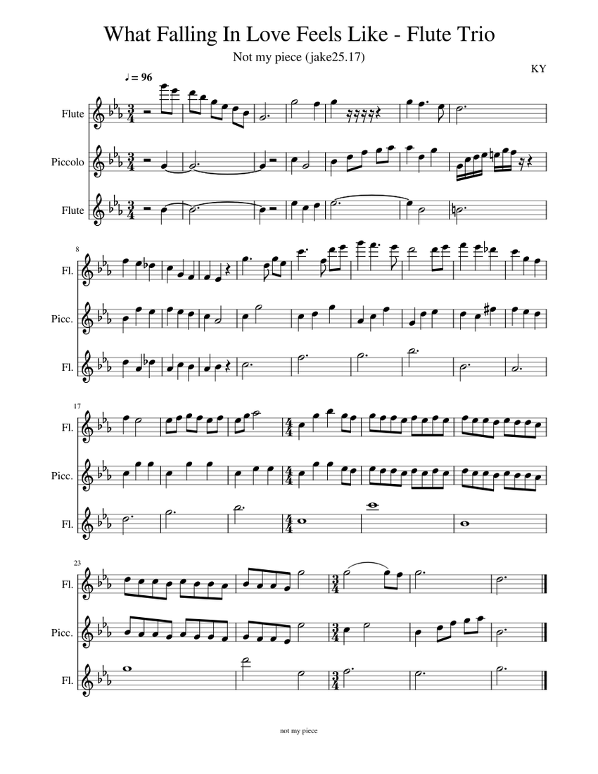What Falling In Love Feels Like Flute Duet Sheet music for Flute