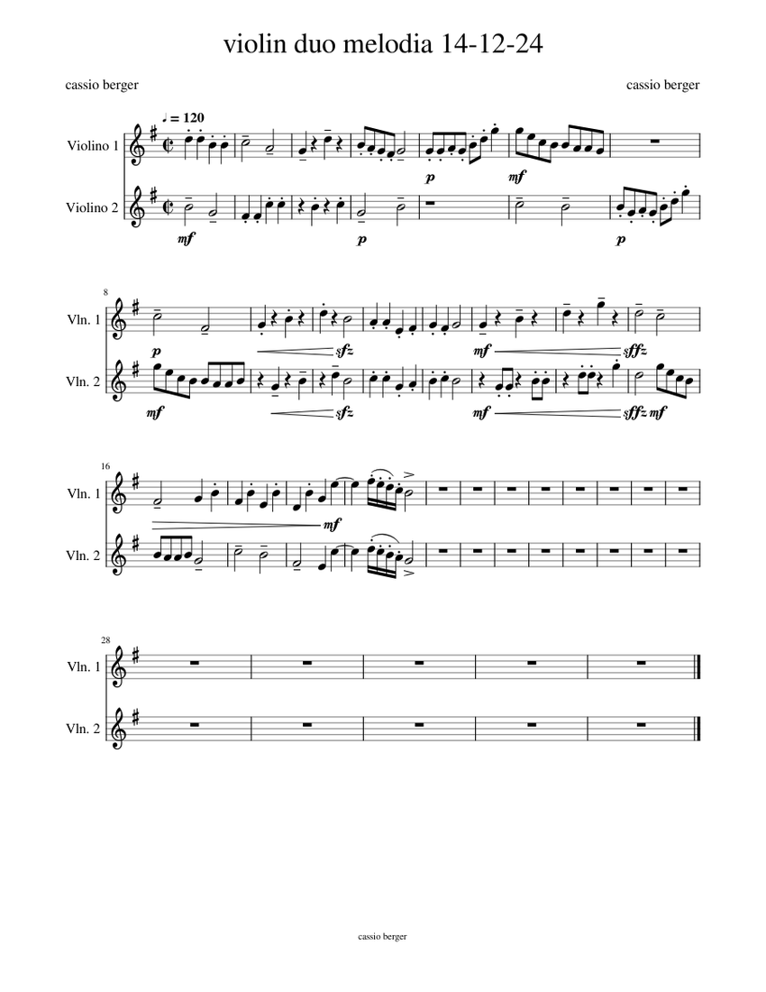 Dueto para violinos, op. 1 Sheet music for Violin (String Duet ...