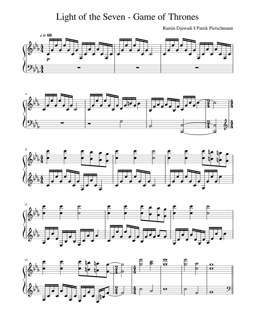 Light Of The Seven Game Of Thrones Sheet Music For Piano Solo Musescore Com 58 mp3 audio sound clips & quotes to play and download. game of thrones sheet music for piano