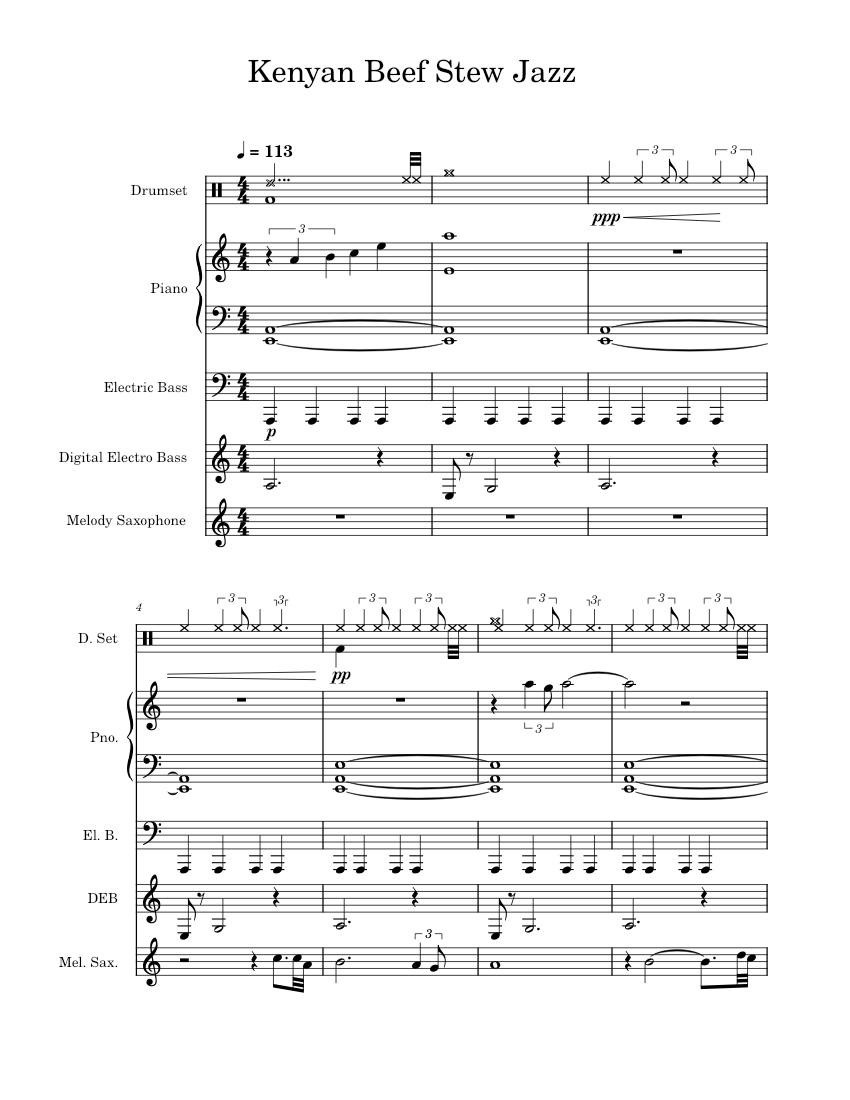 Kenyan Beef Stew Groove – Clasy . Sheet music for Piano, Bass guitar ...
