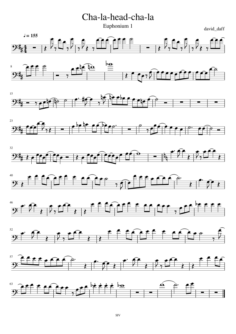 チャラ・ヘッド・チャラ 楽譜 ピアノ (ソロ) easy | MuseScore.com