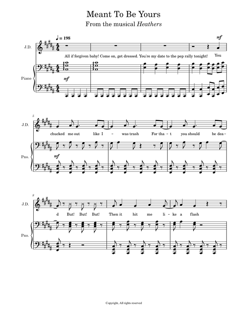 Heathers The Musical Meant To Be Yours Piano Tutorial