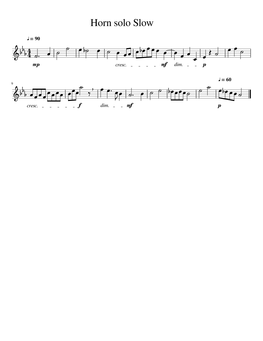 Horn solo Slow Sheet music for French horn (Solo)