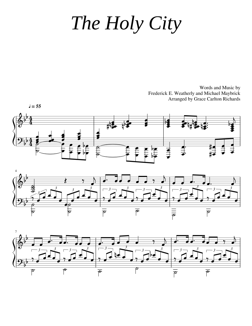 The Holy City - F.E. Weatherly Sheet Music For Piano (Solo) | Musescore.com