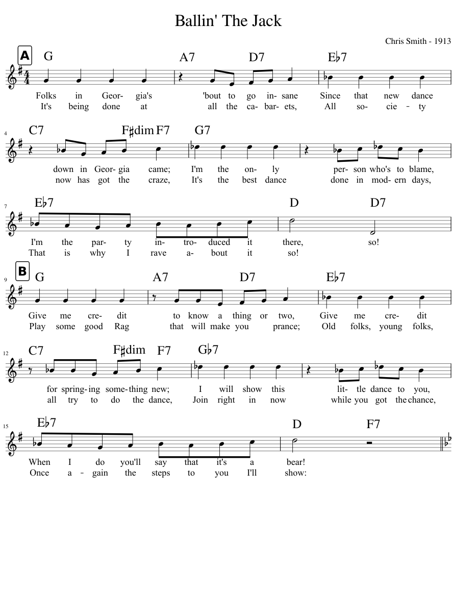 Ballin' The Jack Sheet music for Piano (Solo) | Download and print in PDF  or MIDI free sheet music with lyrics (post-hardcore ) | Musescore.com